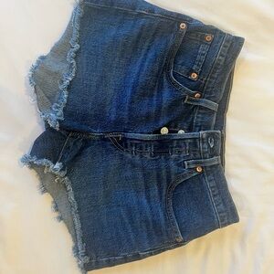 Levi's Blue Frayed Jean Shorts